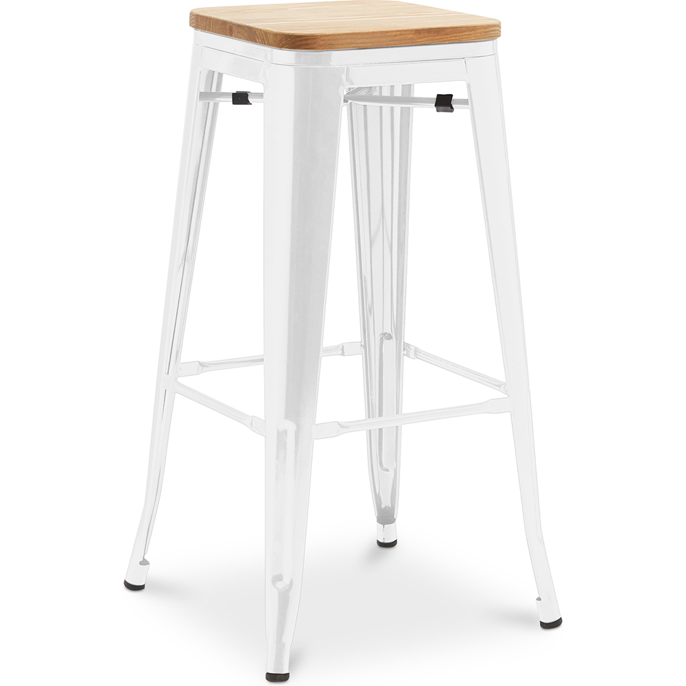  Buy Bar Stool - Industrial Design - Wood & Steel - 76cm - New Edition - Metalix White 60144 - in the UK