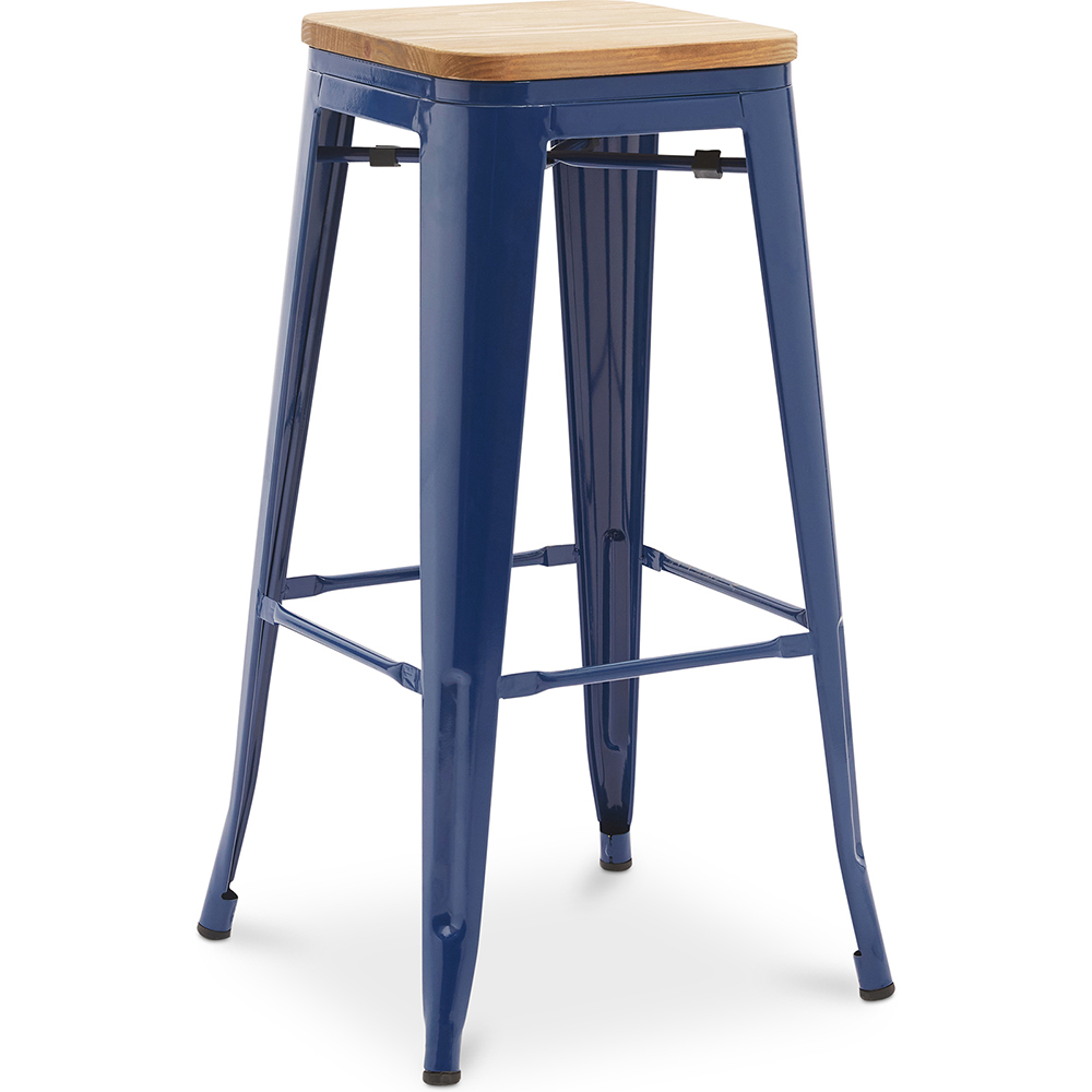  Buy Bar stool Bistrot Metalix industrial Metal and Light Wood - 76 cm - New Edition Dark blue 60144 - in the UK