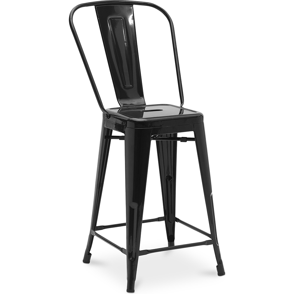  Buy Bar stool with backrest Bistrot Metalix industrial Metal - 60 cm - New Edition Black 60146 - in the UK