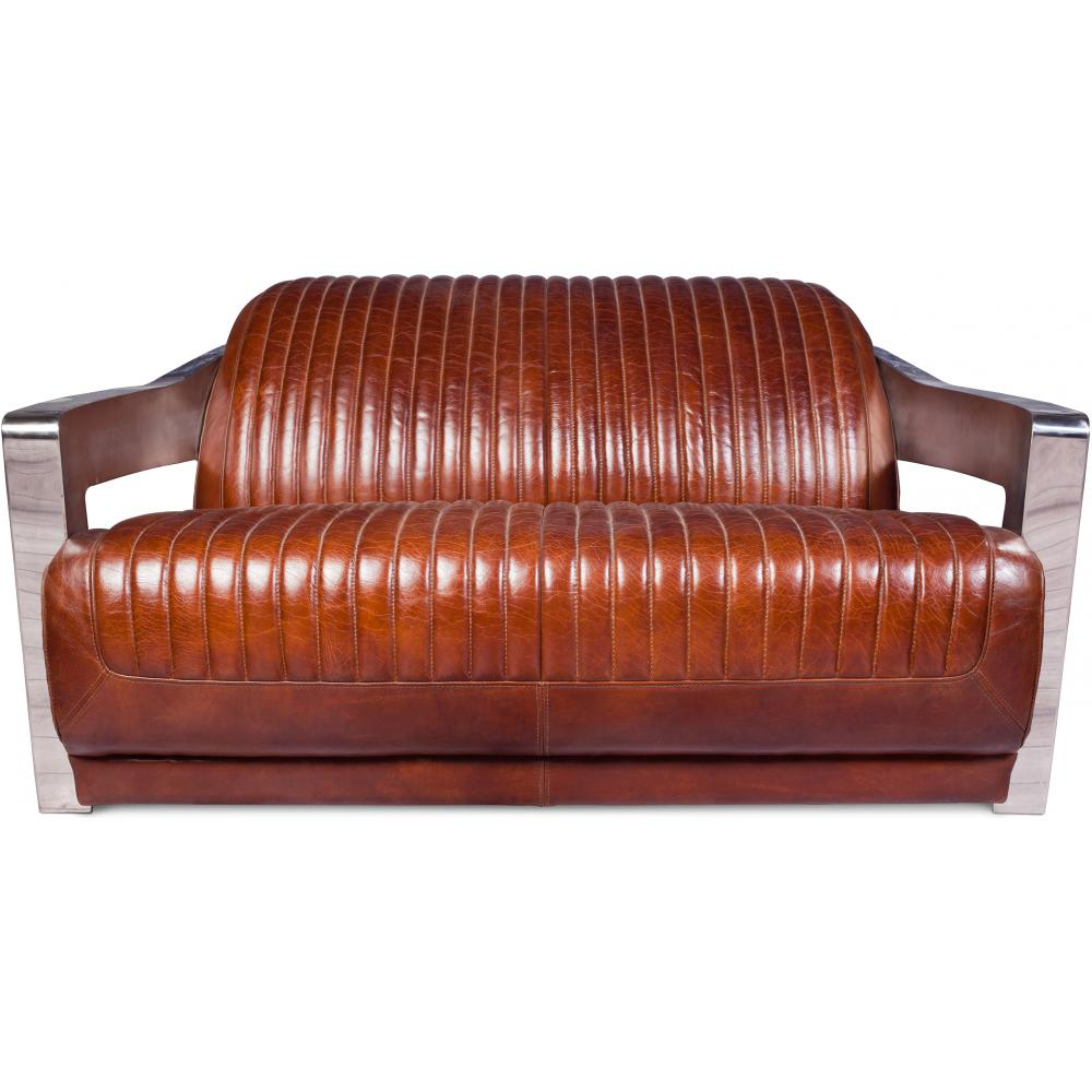  Buy Design Sofa Churchill Lounge - 2 places - Premium Leather & Stainless Steel Vintage brown 48369 - in the UK
