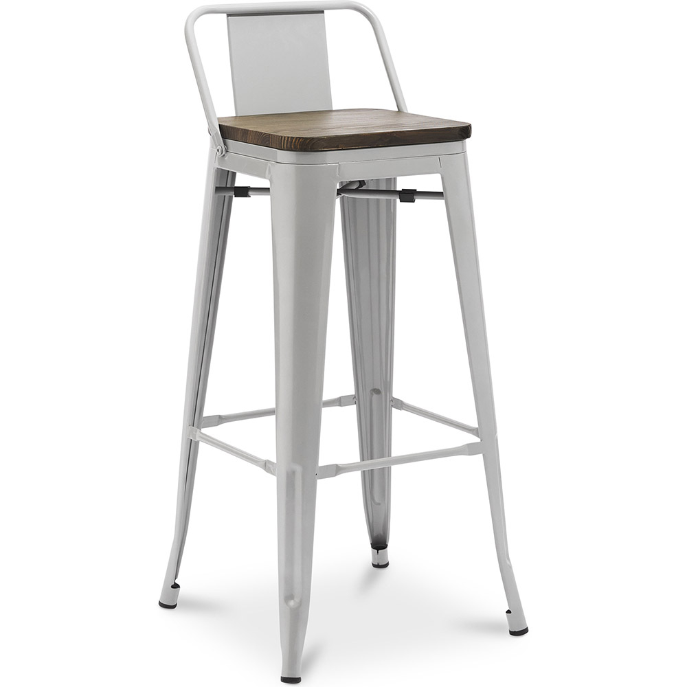  Buy Bar stool with small backrest  Bistrot Metalix industrial Metal and Dark Wood - 76 cm - New Edition Light grey 60150 - in the UK