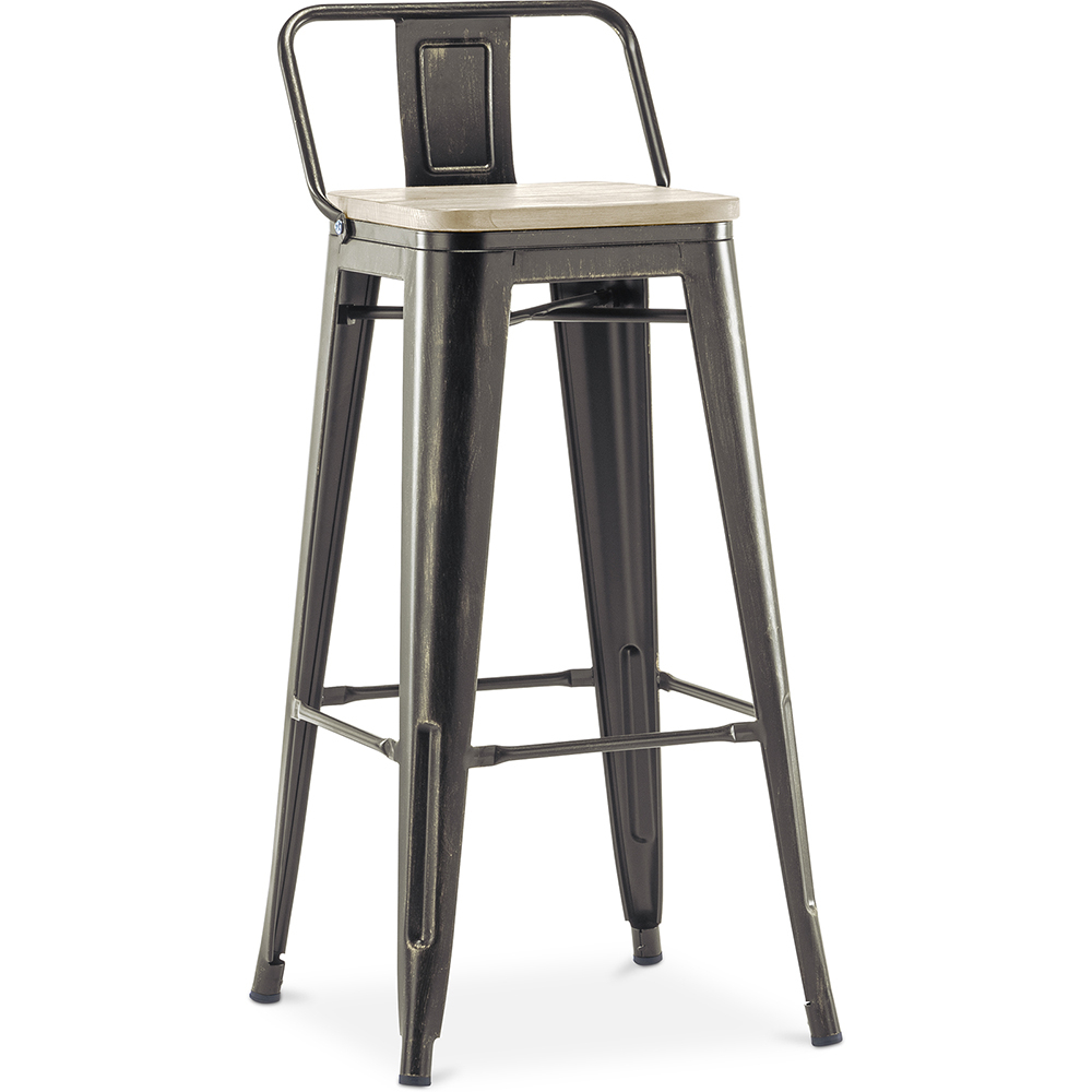  Buy Bar stool with small backrest Bistrot Metalix industrial Metal and Light Wood - 76 cm - New Edition Metallic bronze 60152 - in the UK