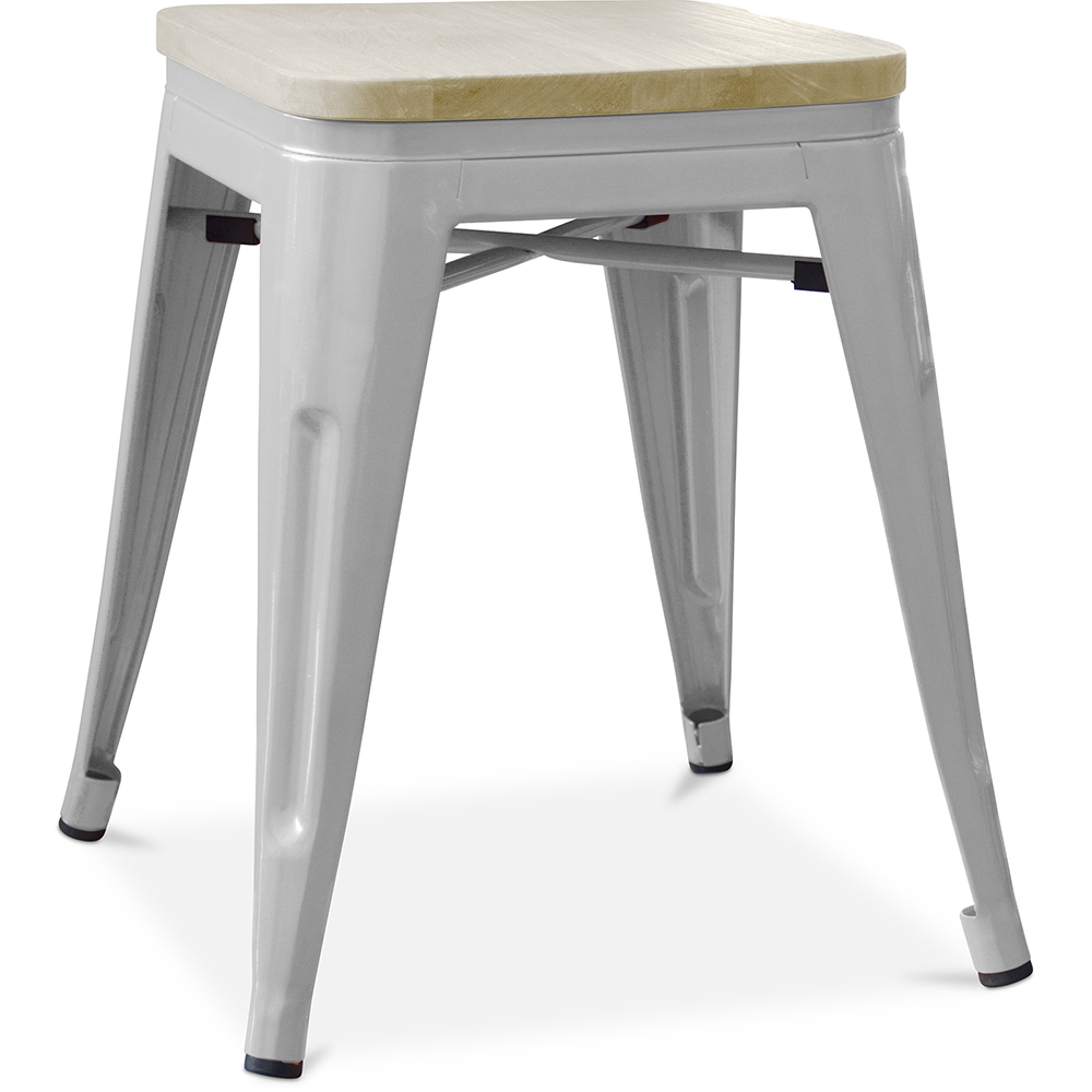  Buy Stool Bistrot Metalix Industrial Metal and Light Wood - 45 cm - New Edition Light grey 60153 - in the UK