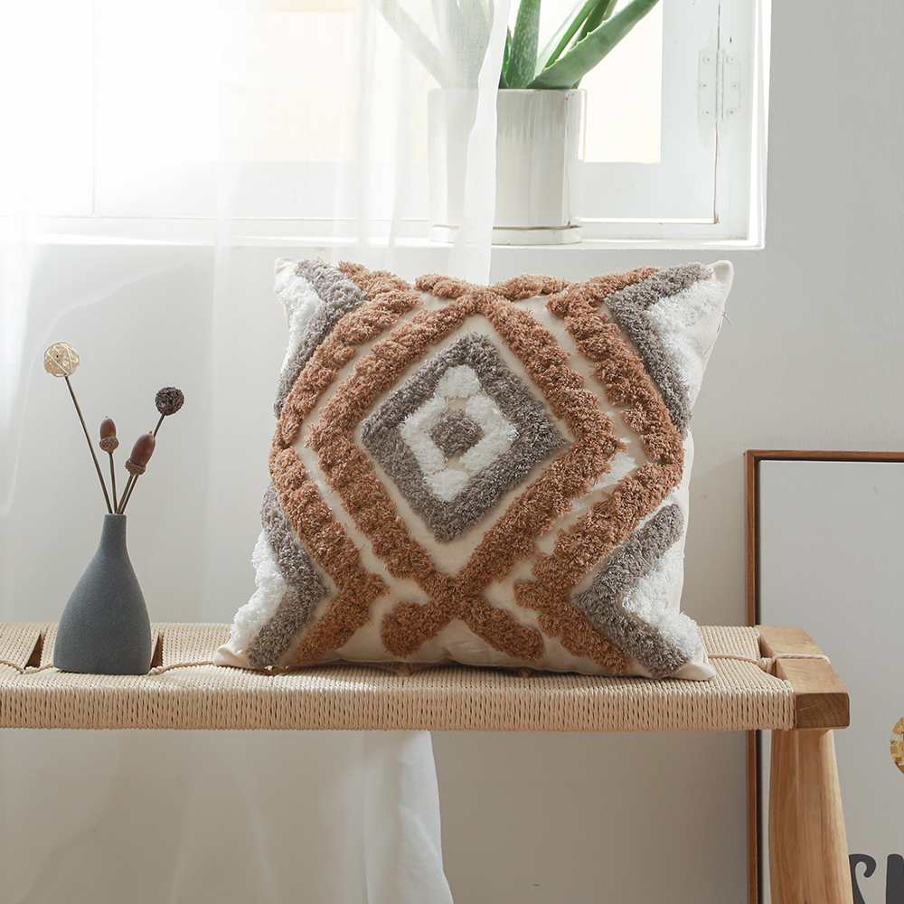  Buy Square Cotton Cushion Boho Bali Style (45x45 cm) cover + filling - Kali Brown 60159 - in the UK