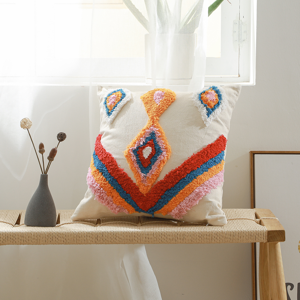  Buy Square Cotton Cushion Boho Bali Style (45x45 cm) cover + filling - Tysna Multicolour 60168 - in the UK