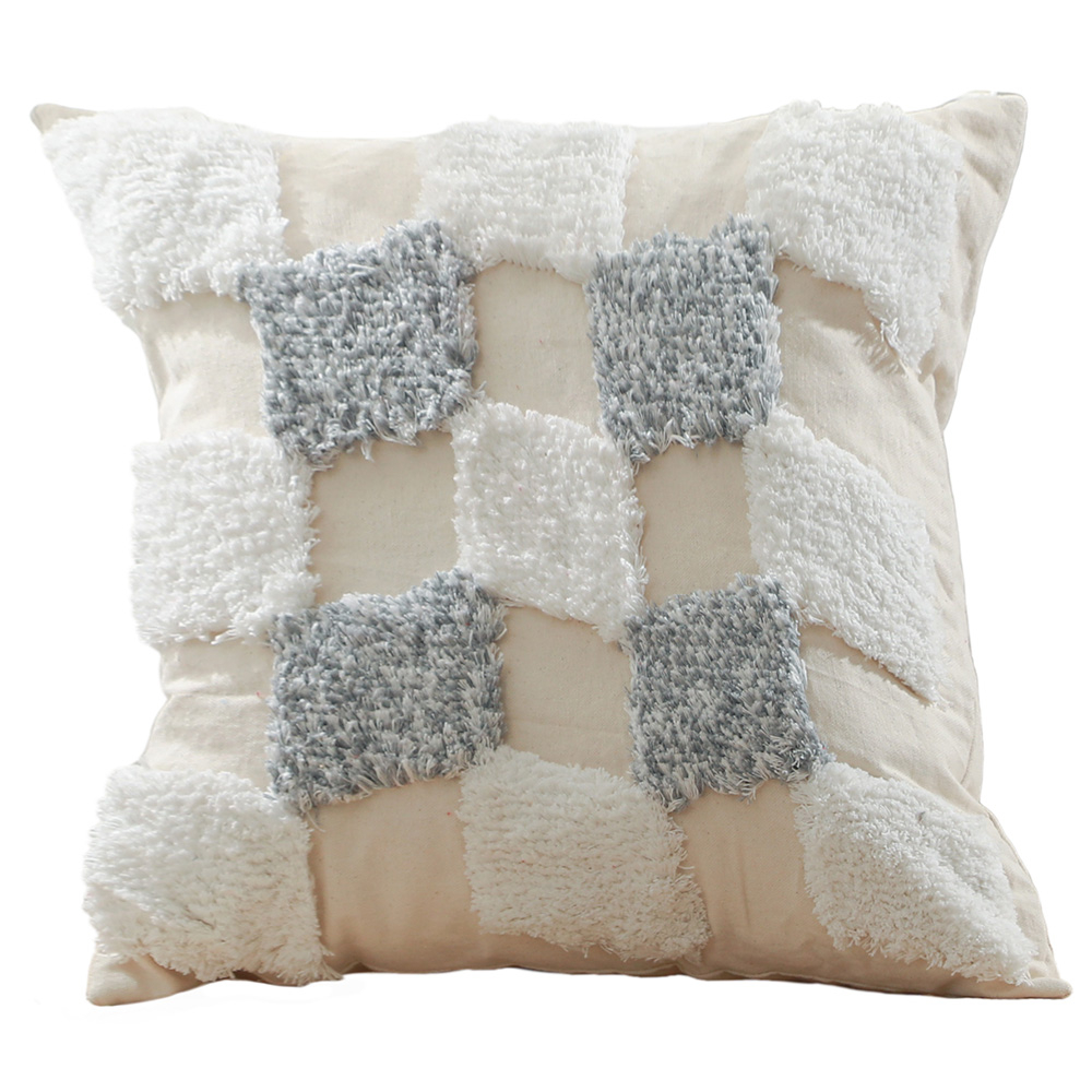  Buy Square Cotton Cushion Boho Bali Style (45x45 cm) cover + filling - Veleki Grey 60170 - in the UK