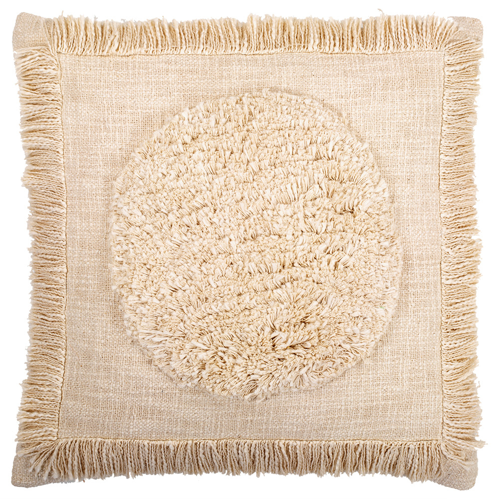  Buy Square Cotton Cushion in Boho Bali Style cover + filling - Endora White 60177 - in the UK