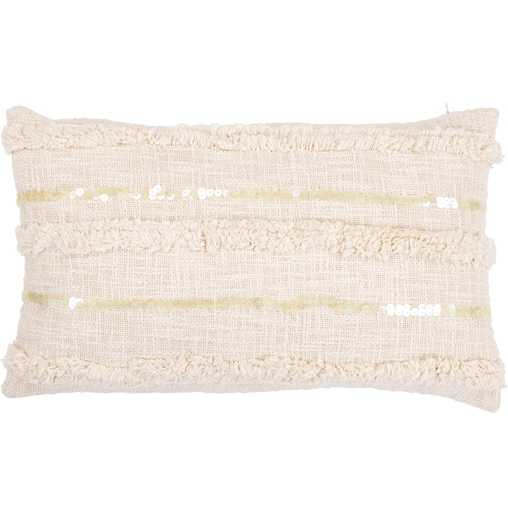  Buy Rectangular Cushion in Boho Bali Style, Cotton cover + filling - Celestia White 60178 - in the UK