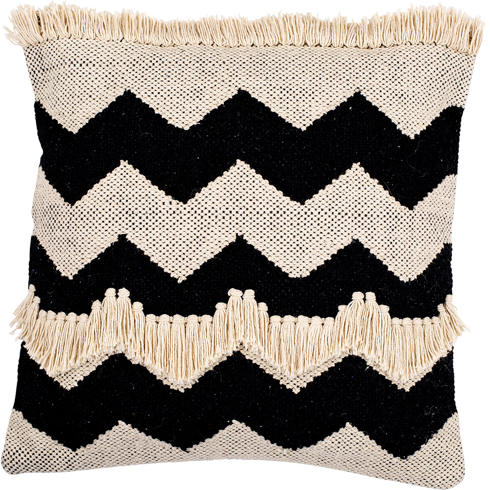  Buy Square Cotton Cushion in Boho Bali Style cover + filling - Gwen White / Black 60182 - in the UK