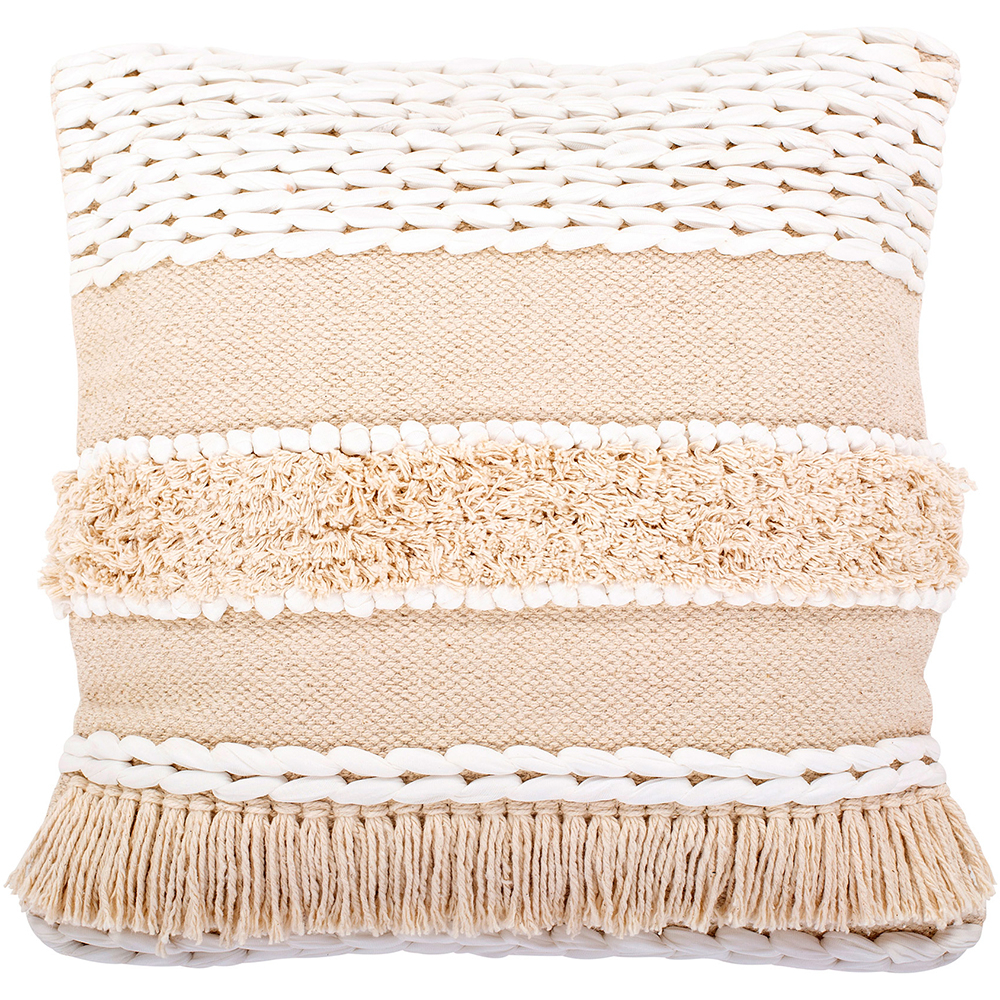  Buy Square Cotton Cushion in Boho Bali Style cover + filling - Hera White 60183 - in the UK