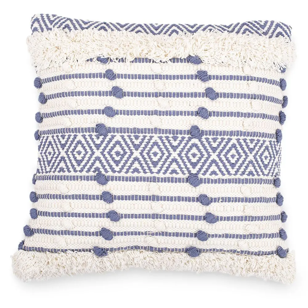  Buy Square Cotton Cushion in Boho Bali Style cover + filling - Laurie Blue 60186 - in the UK