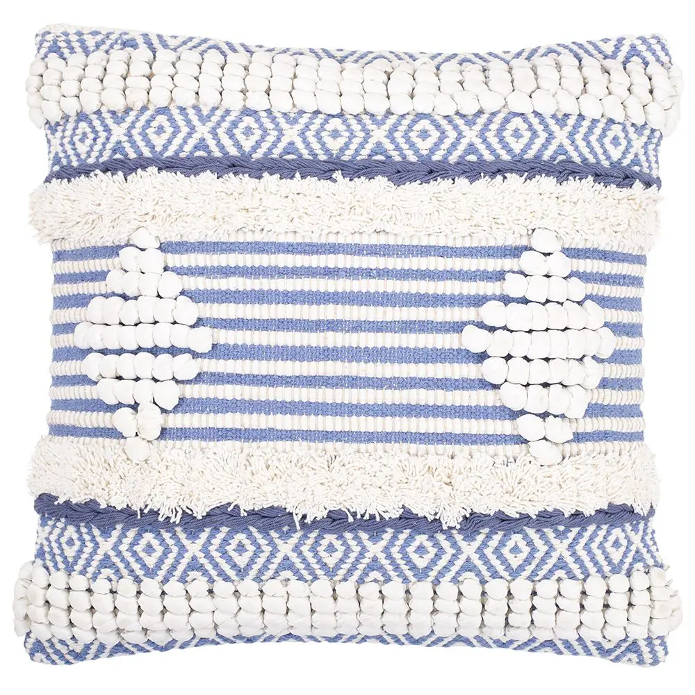  Buy Square Cotton Cushion in Boho Bali Style cover + filling - Luna Blue 60187 - in the UK