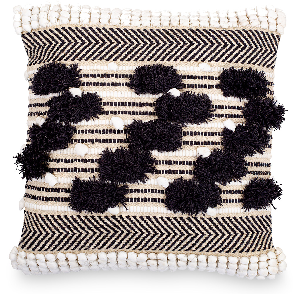  Buy Square Cotton Cushion in Boho Bali Style cover + filling - Safira Grey 60193 - in the UK