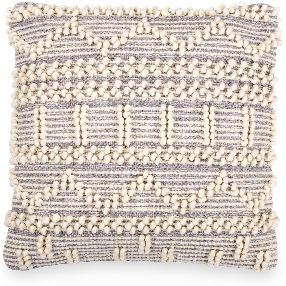  Buy Square Cushion in Boho Bali Style, Cotton & Wool cover + filling - Mirenva Grey 60194 - in the UK