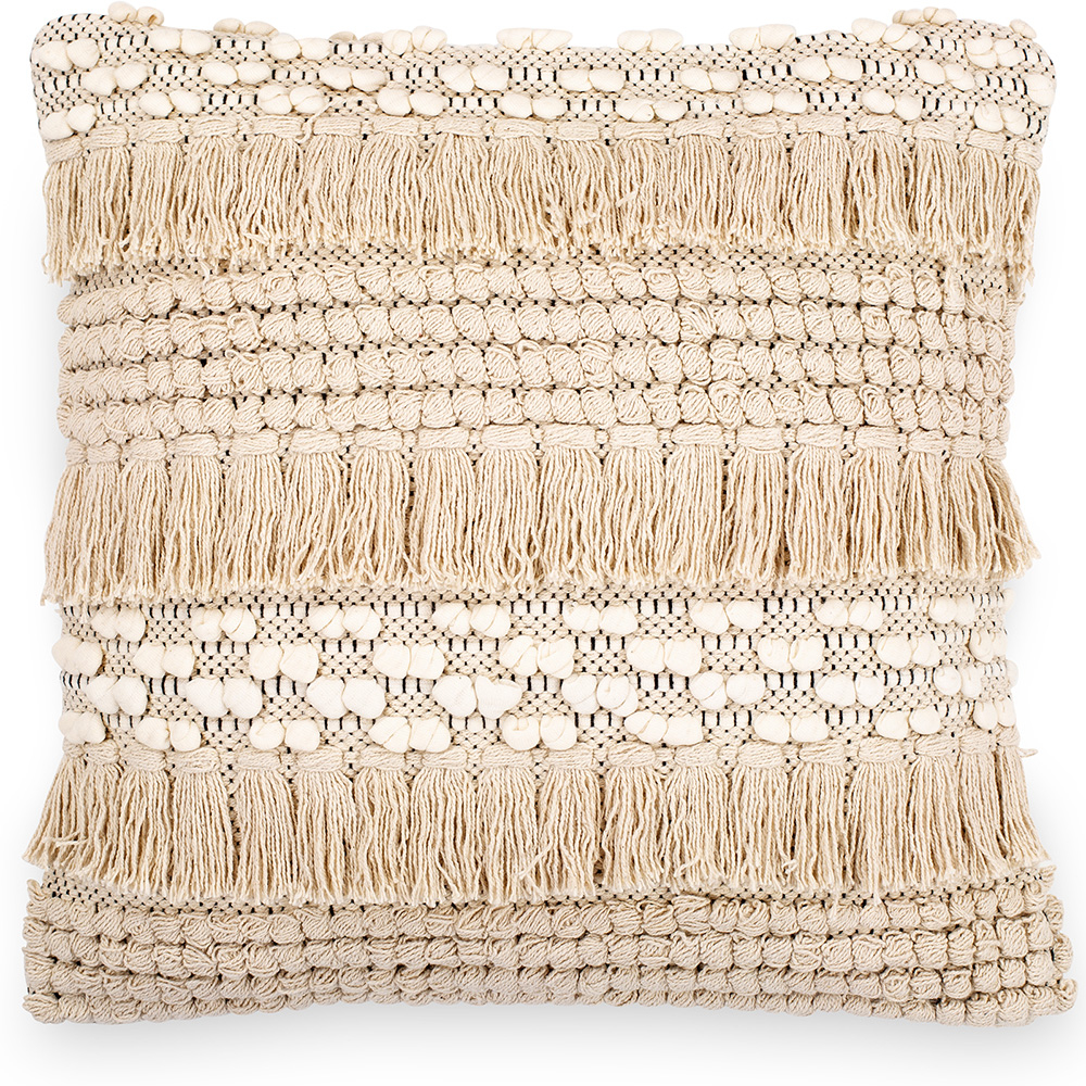  Buy Square Cotton Cushion in Boho Bali Style cover + filling - Serba Cream 60209 - in the UK