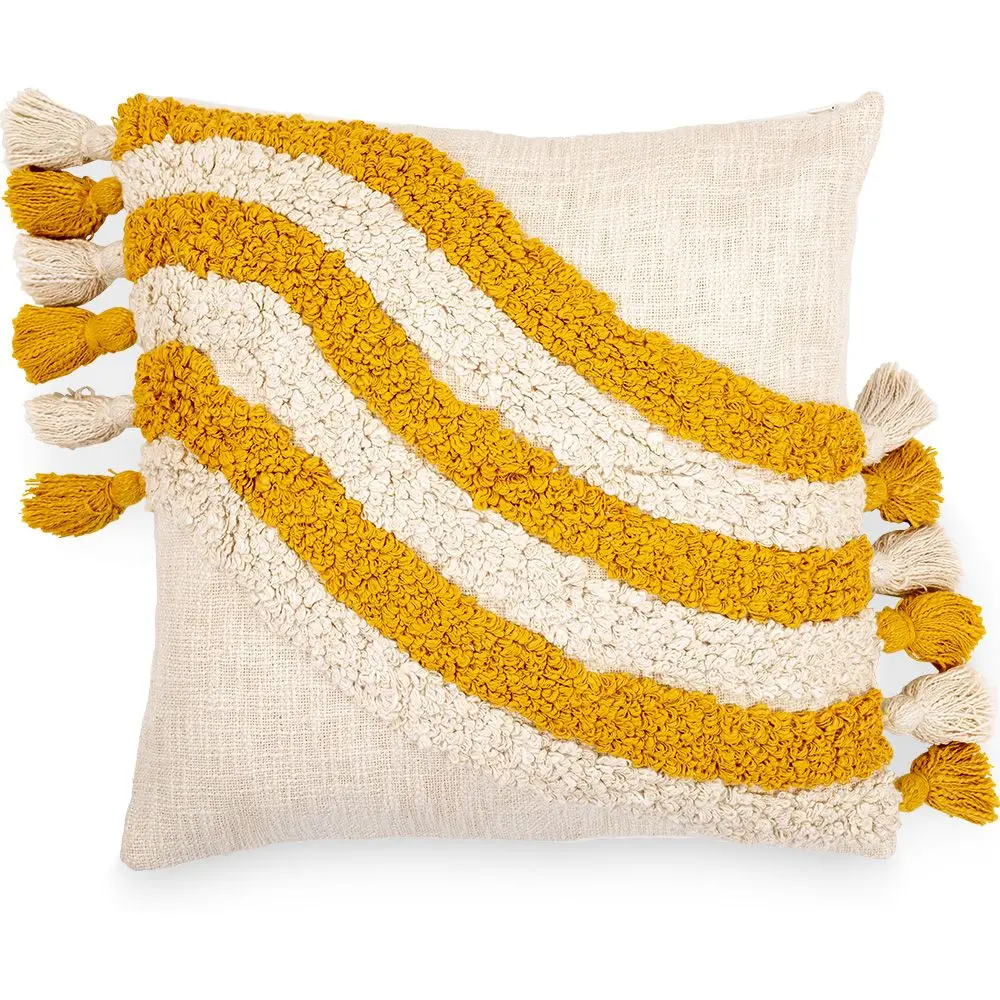  Buy Square Cotton Cushion in Boho Bali Style cover + filling - Edwinna  Yellow 60211 - in the UK
