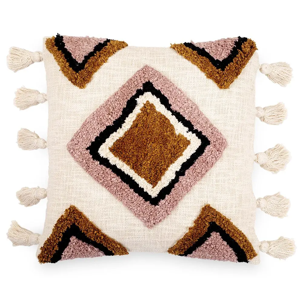  Buy Square Cotton Cushion in Boho Bali Style cover + filling - Eloise Multicolour 60221 - in the UK