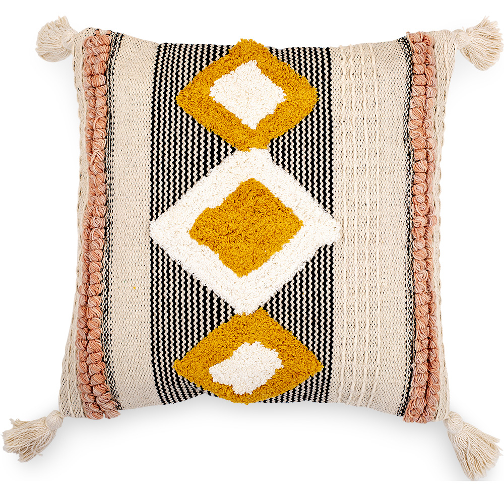  Buy Square Cotton Cushion in Boho Bali Style cover + filling - Lucy Multicolour 60225 - in the UK