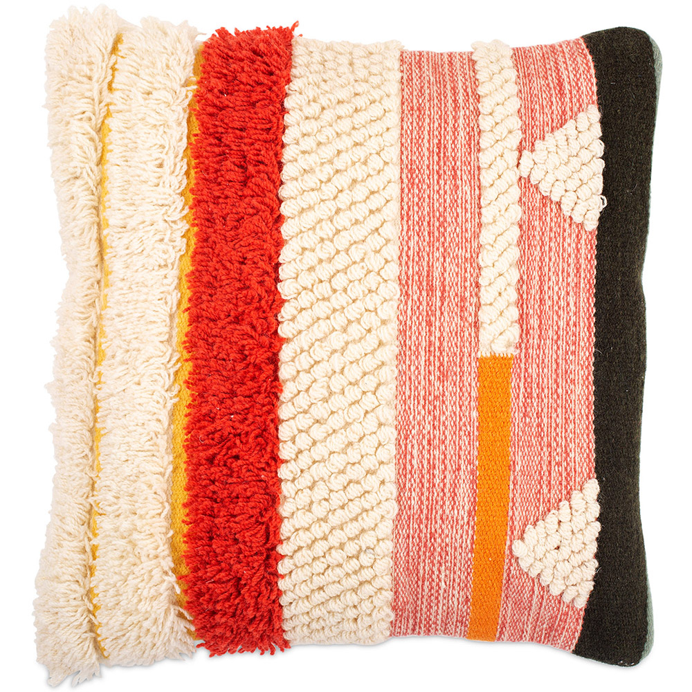  Buy Square Cushion in Boho Bali Style, Cotton & Wool cover + filling - Eunice Multicolour 60230 - in the UK