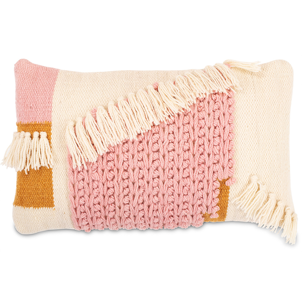  Buy Rectangular Cushion in Boho Bali Style, Wool cover + filling - Geraldine Pink 60231 - in the UK