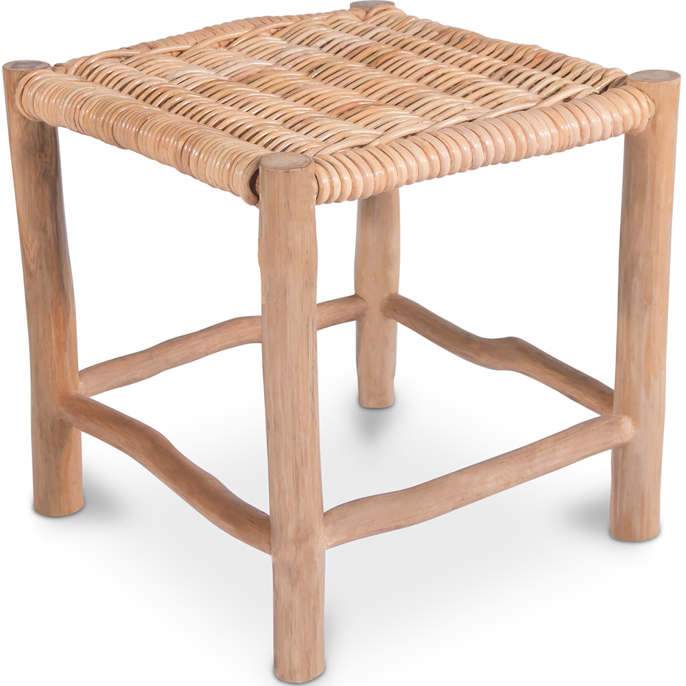  Buy Low Garden Stool in Boho Bali Style, Rattan and Wood - Marcra Natural wood 60290 - in the UK