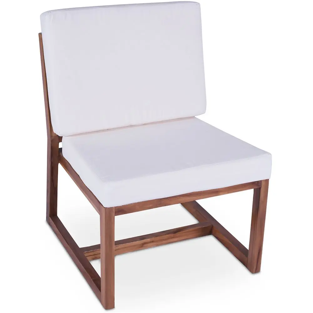  Buy Garden Armchair in Boho Bali Design, Wood and Canvas - Bayen White 60299 - in the UK
