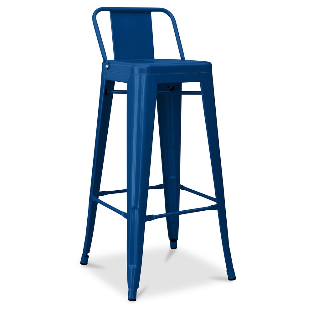  Buy Bar Stool with Backrest - Industrial Design - 76cm - New Edition - Metalix Dark blue 60325 - in the UK