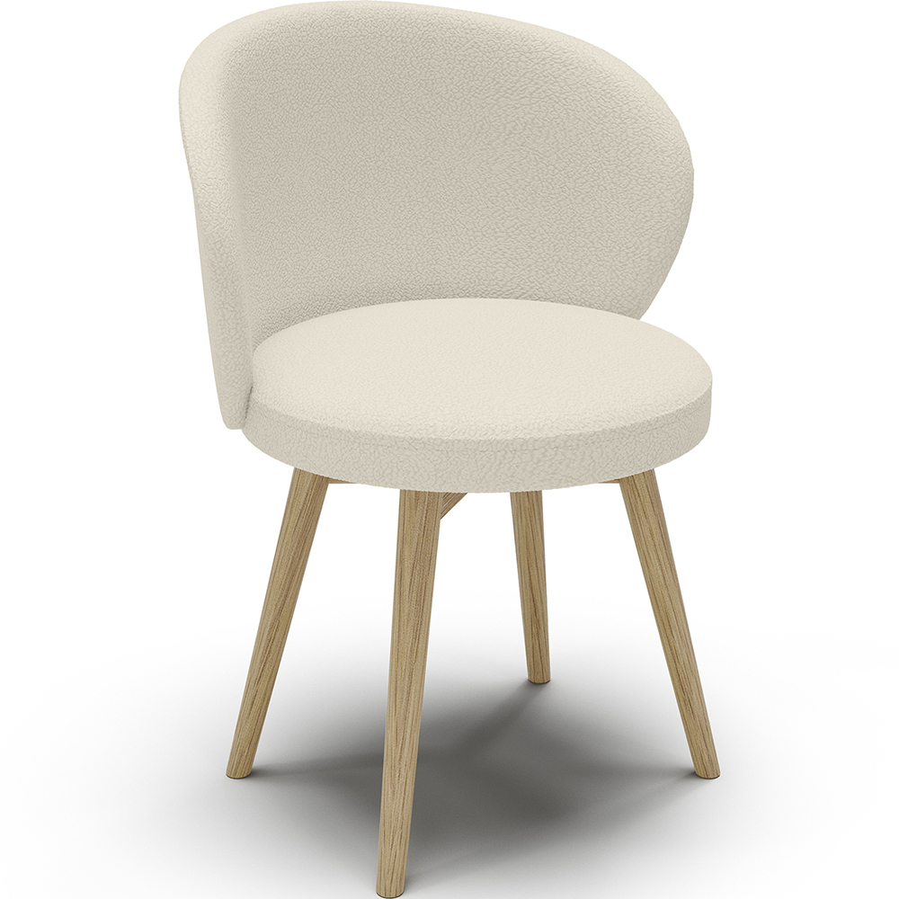  Buy Dining chair upholstered in white boucle - Seranda White 60333 - in the UK
