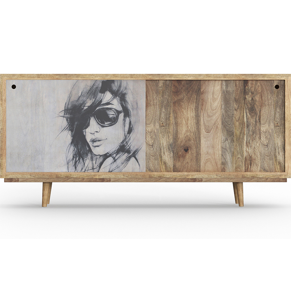  Buy Wooden Sideboard - Vintage Design - Woman Drawing - Mayce Natural wood 60355 - in the UK