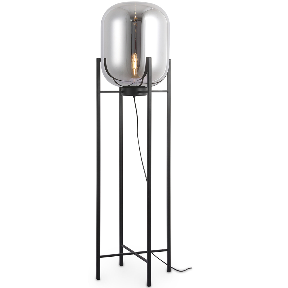  Buy Glass floor lamp in modern design, metal and glass - Crada - 140cm Smoke 60400 - in the UK