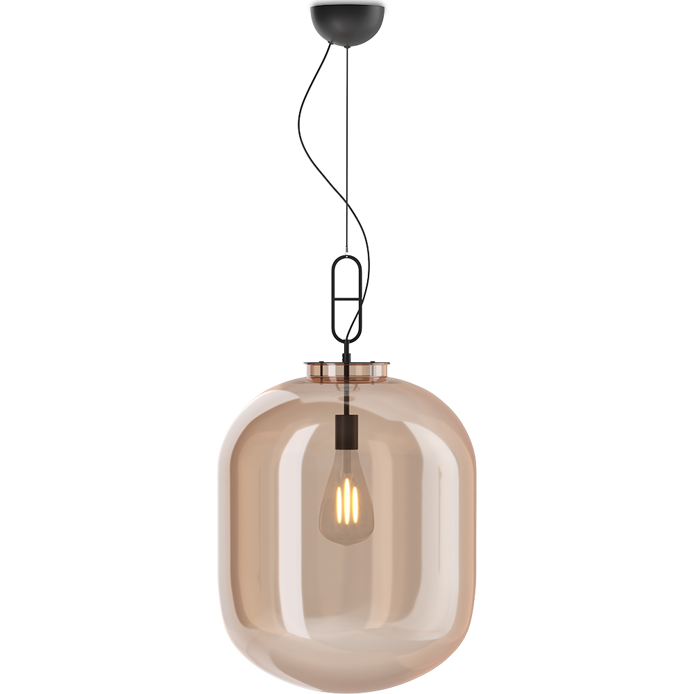  Buy Glass pendant light in modern design, metal and glass - Crada - Medium Amber 60402 - in the UK
