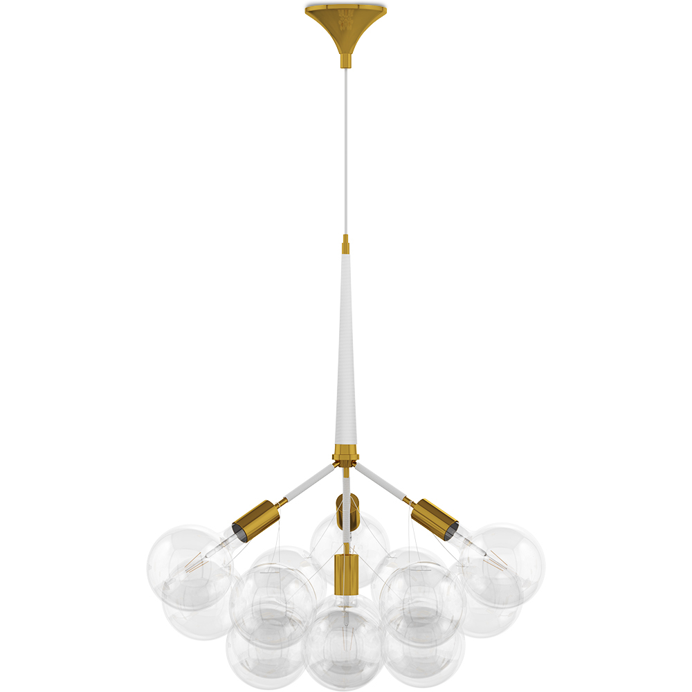  Buy Pendant lamp, globe chandelier in modern design, 12 glass globes - Plaus White 60404 - in the UK