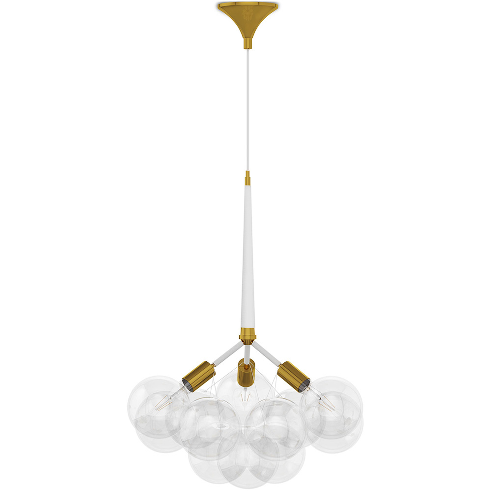  Buy Pendant lamp, globe chandelier in modern design, 9 glass globes - Plaus White 60405 - in the UK