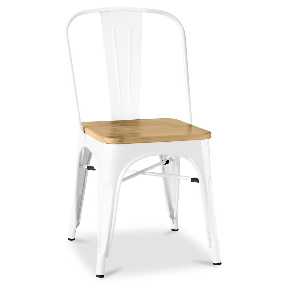  Buy Bistrot Metalix Chair Square Wooden - Metal White 32897 - in the UK