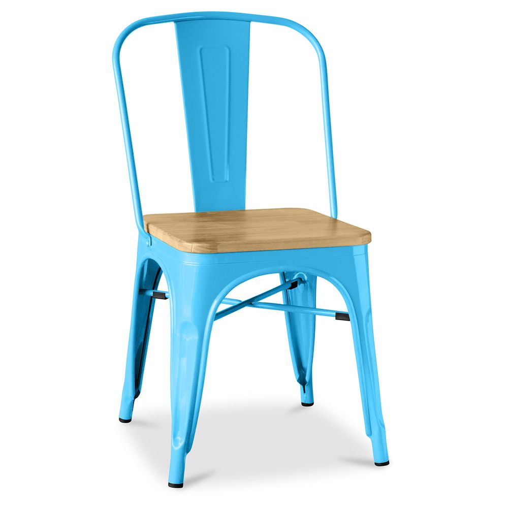  Buy Bistrot Metalix Chair Square Wooden - Metal Turquoise 32897 - in the UK