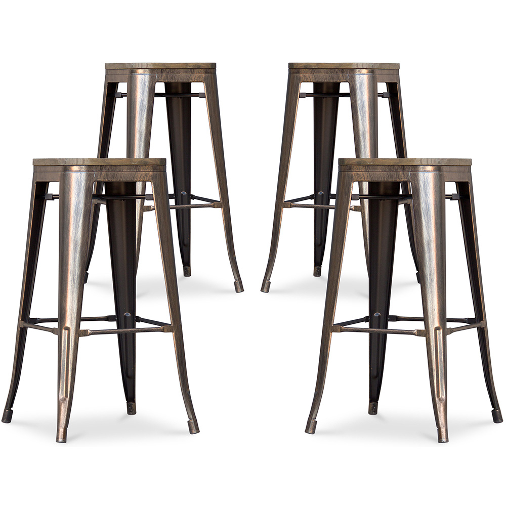  Buy X4 Bar stool Bistrot Metalix industrial design Metal - 76 cm - New Edition Metallic bronze 60438 - in the UK