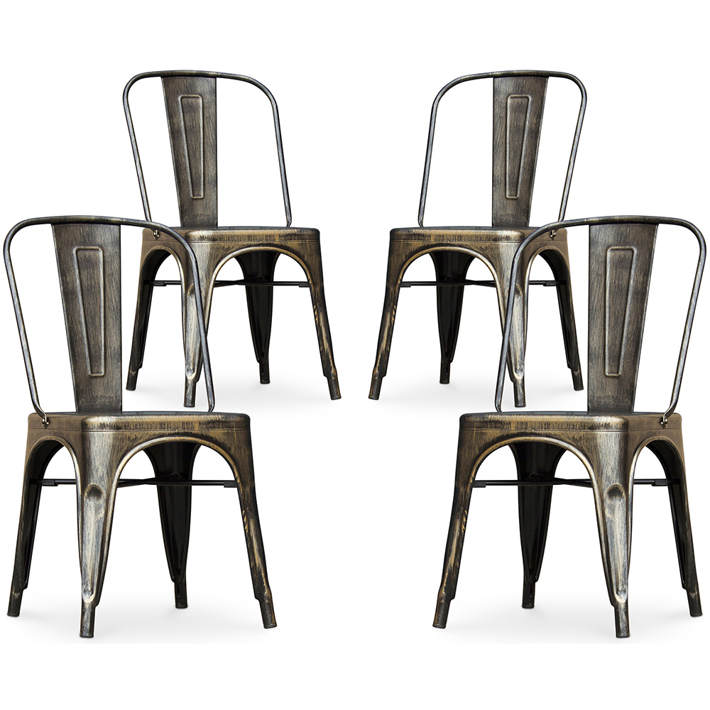  Buy X4 Bistrot Metalix Dining Chair Industrial Design in Shiny Steel square seat - New Edition Metallic bronze 60437 - in the UK