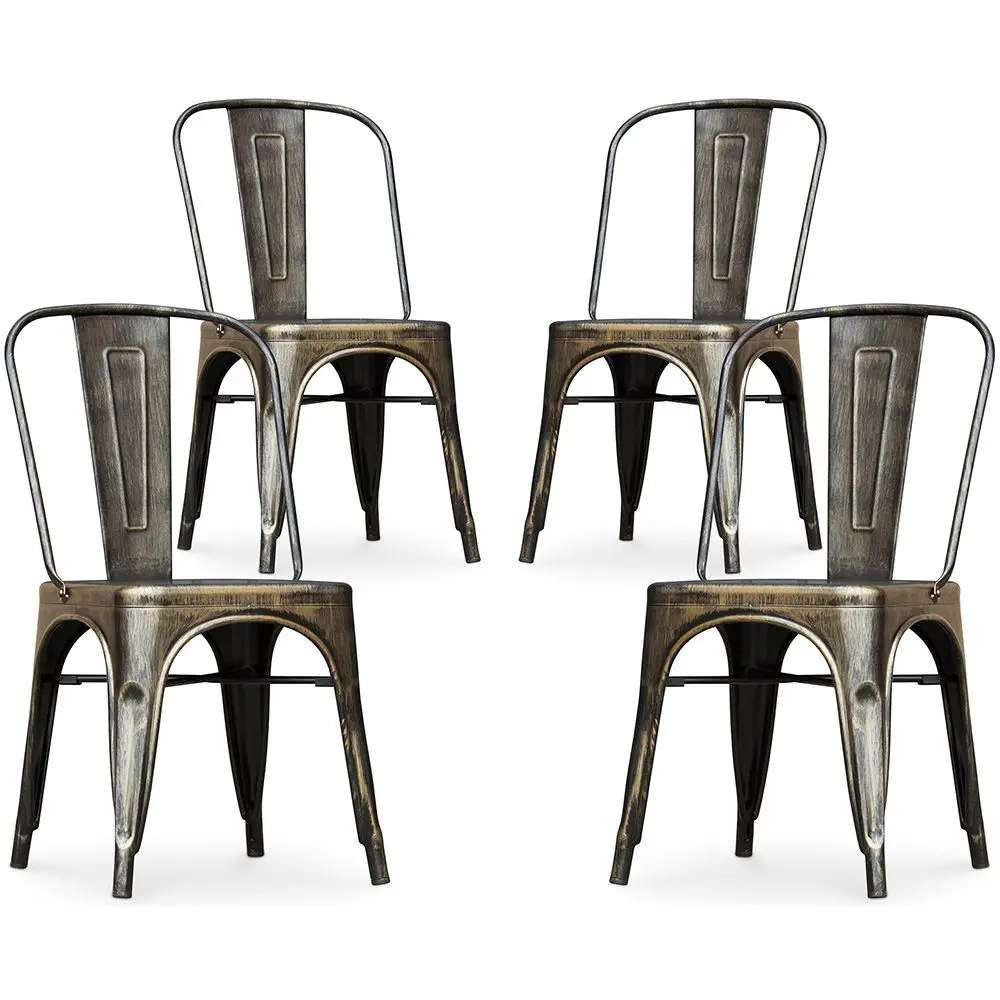  Buy X4 Bistrot Metalix Dining Chair Industrial Design in Shiny Steel square seat - New Edition Metallic bronze 60437 - in the UK