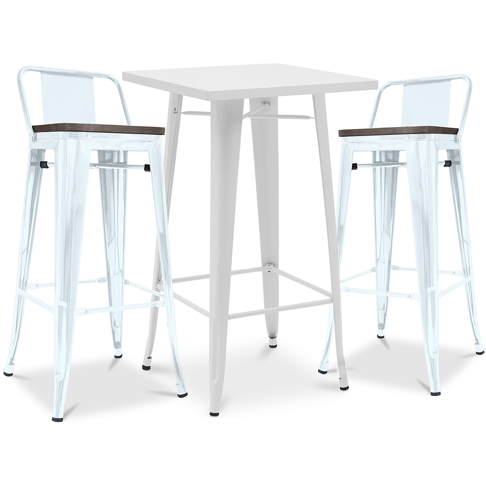  Buy White Bar Table + X2 Bar Stools Set Bistrot Metalix Industrial Design Metal and Dark Wood - New Edition Grey blue 60447 - in the UK