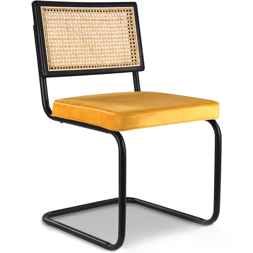  Buy Dining Chair, Natural Rattan And Velvet - Nema Mustard 60456 - in the UK