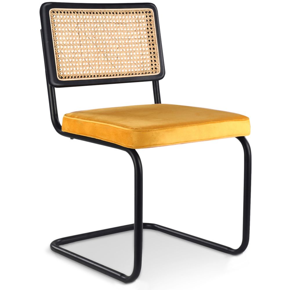  Buy Dining Chair, Natural Rattan And Velvet - Nema Mustard 60456 - in the UK