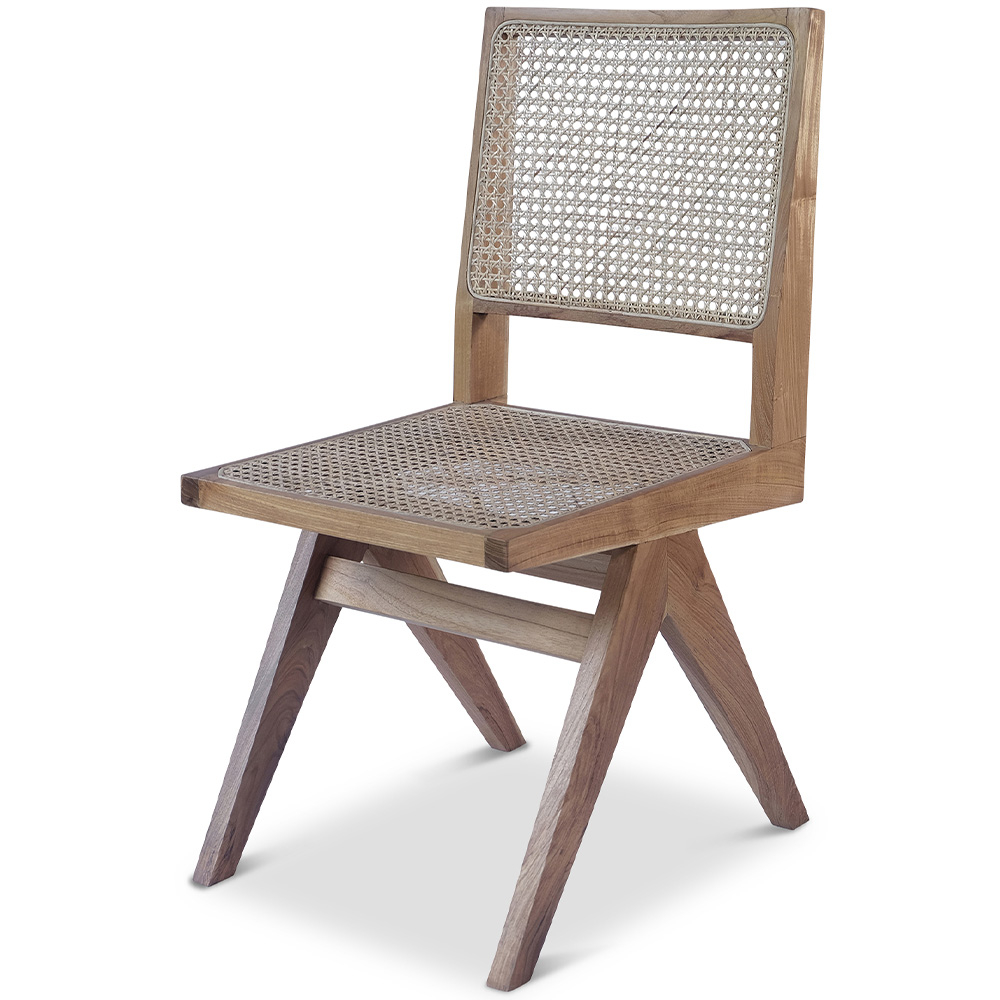  Buy Cannage Dining Chair, Bali Boho Style, Rattan and Teak Wood - Ruye Natural 60474 - in the UK