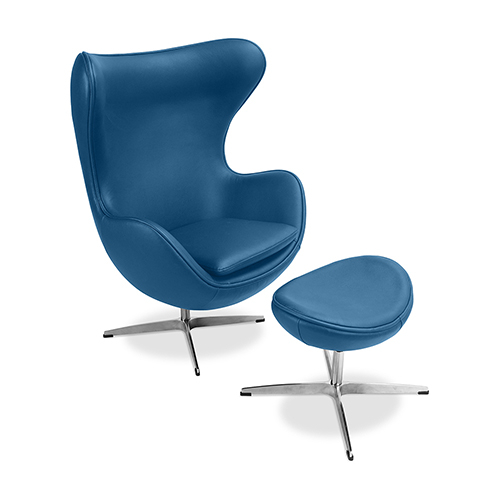  Buy Bold Chair with Ottoman - Faux Leather Dark blue 13658 - in the UK