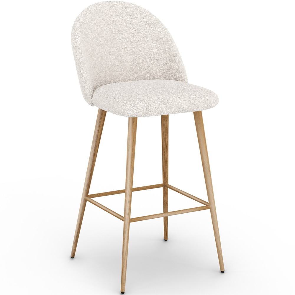  Buy Stool Upholstered in Bouclé Fabric - Scandinavian Design - Bennett White 60481 - in the UK