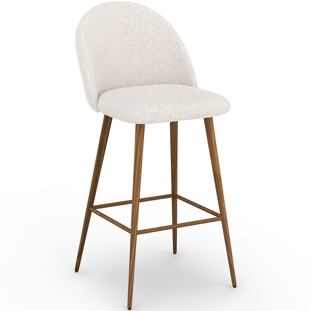  Buy Stool Upholstered in Bouclé Fabric - Scandinavian Design - Bennett White 60482 - in the UK