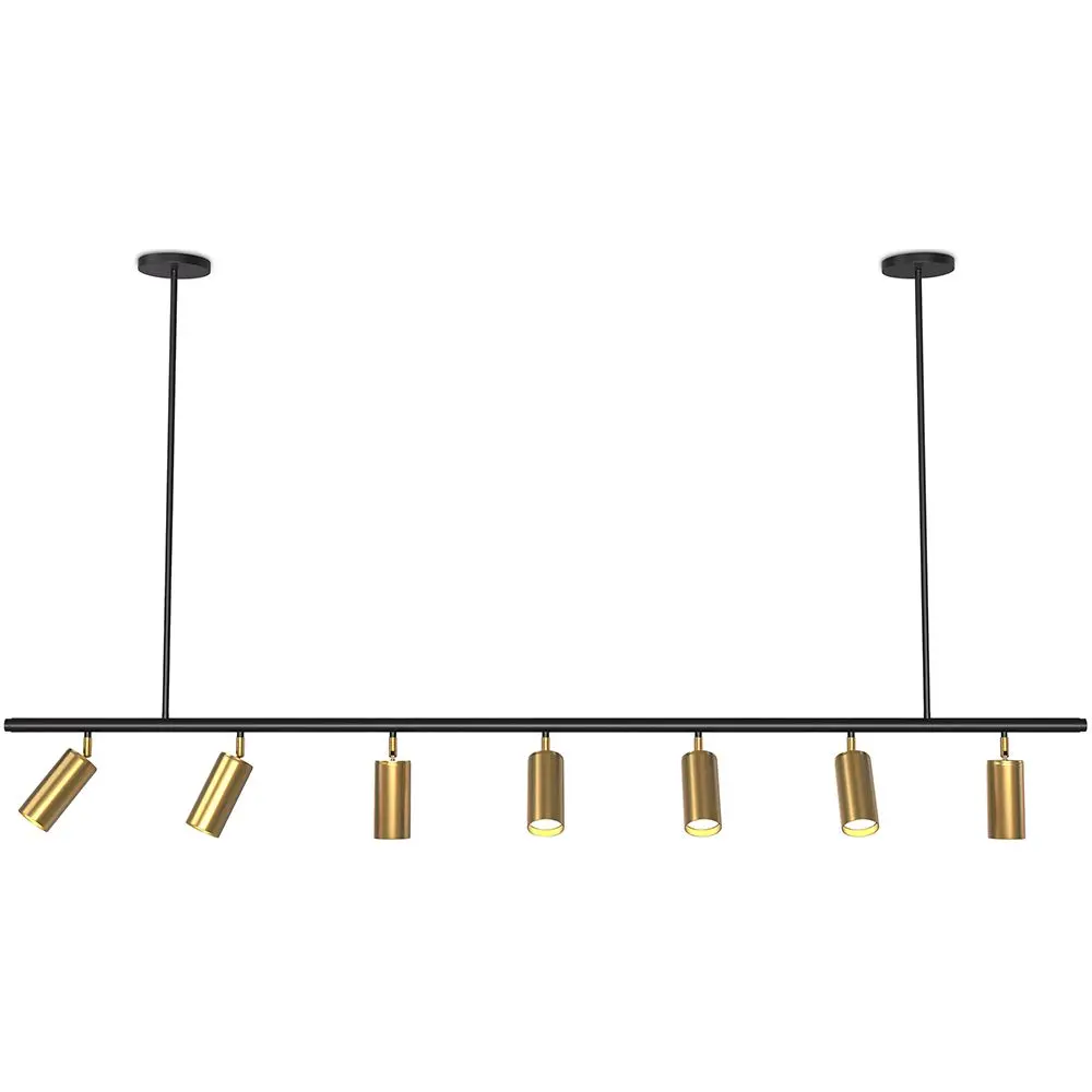  Buy Rail Ceiling Lamp - 7 Adjustable Gold Spotlights - 140CM - Lark Gold 60517 - in the UK