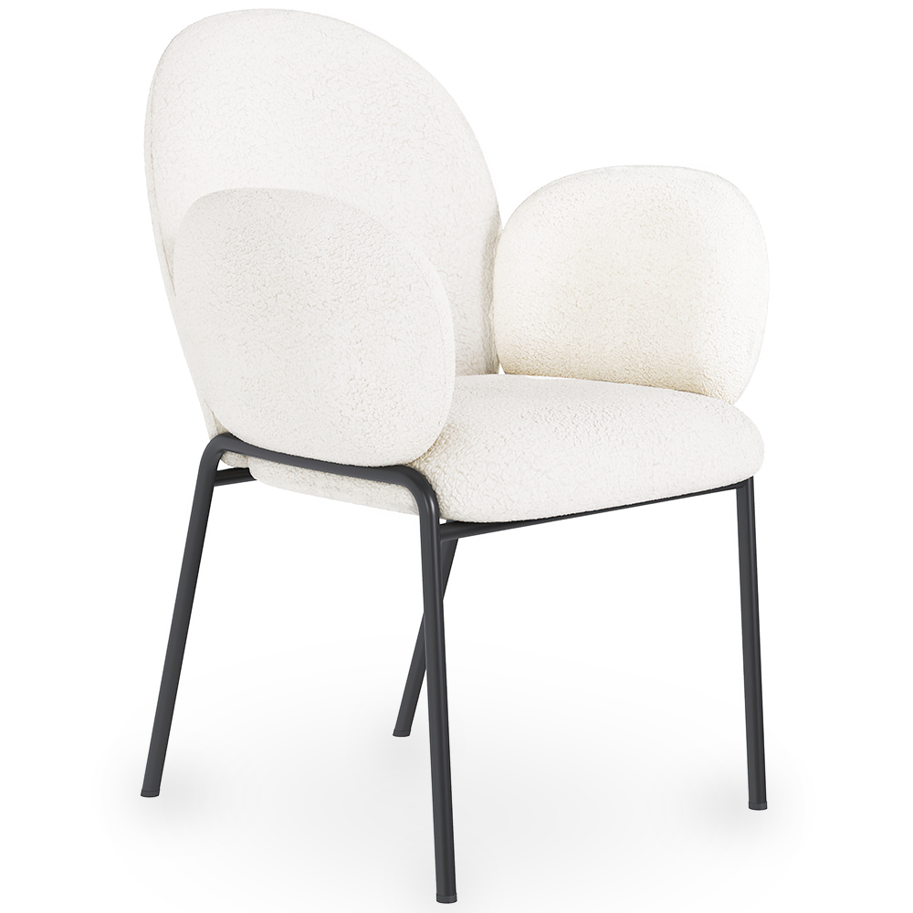  Buy Dining Chair with Armrests - Bouclé Fabric Upholstery - Toler White 60626 - in the UK