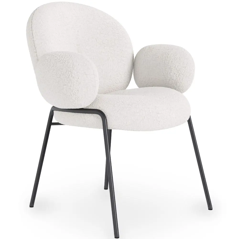  Buy Dining Chair with Armrests - Bouclé Fabric Upholstery - Toler White 60626 - in the UK