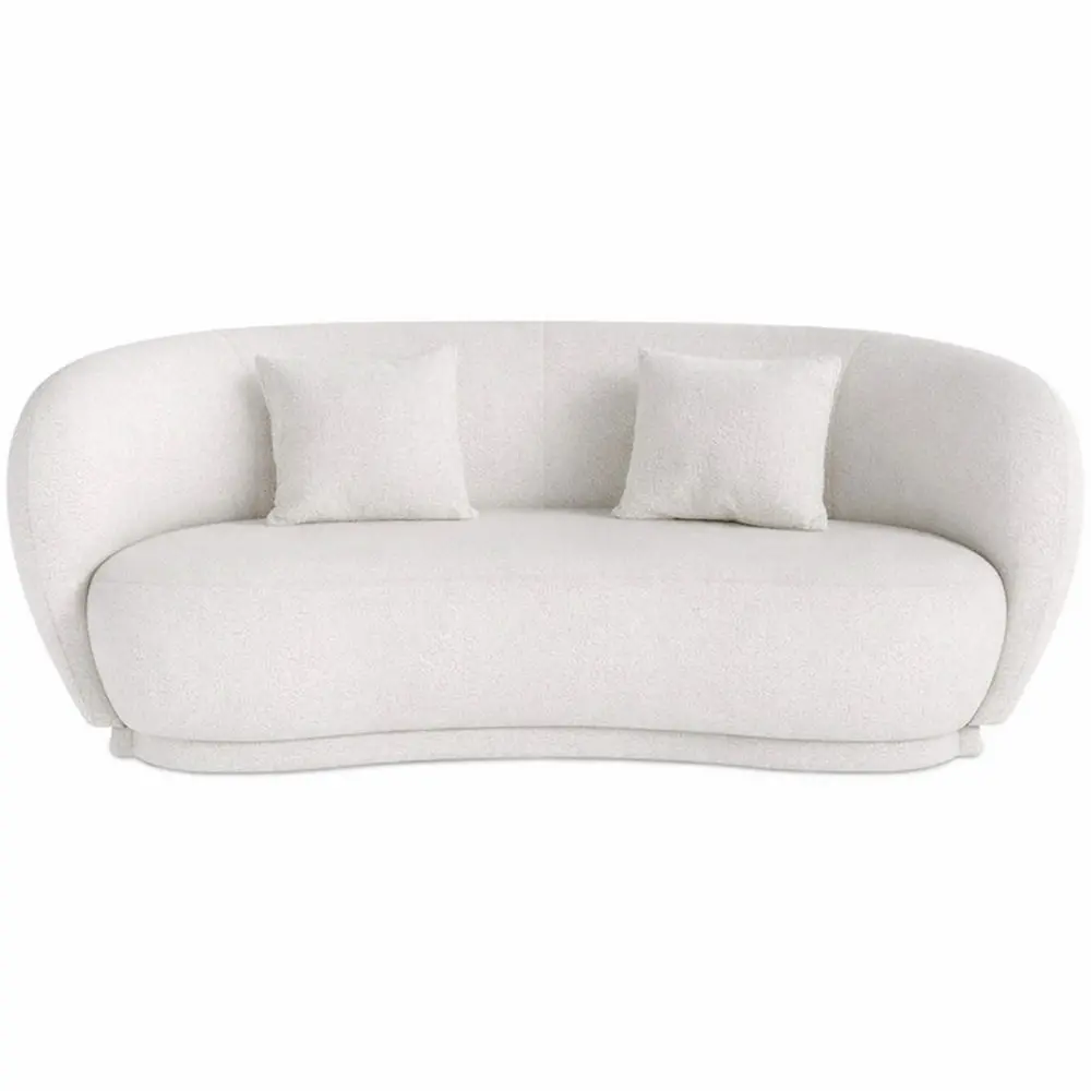  Buy Curved Sofa - 3 Seater - Boucle Fabric - Onda White 60628 - in the UK