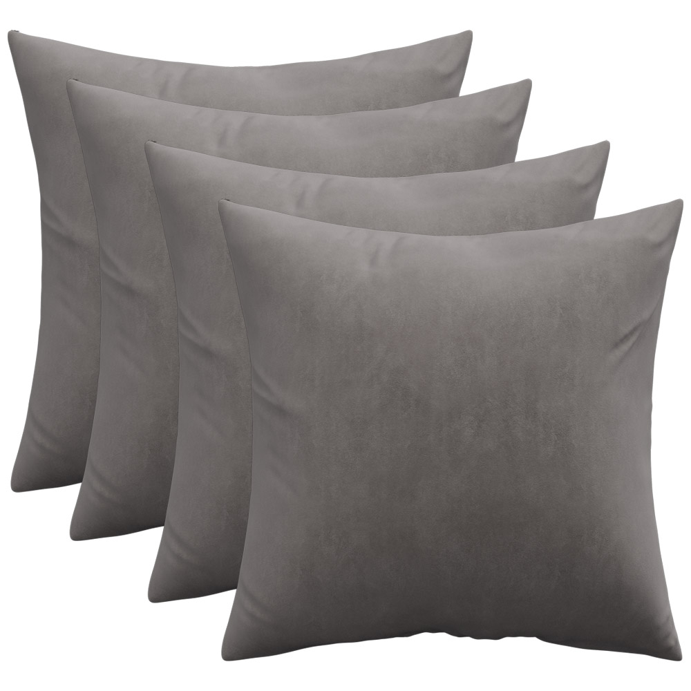  Buy Pack of 4 velvet cushions - cover and filling - Lenay Grey 60632 - in the UK